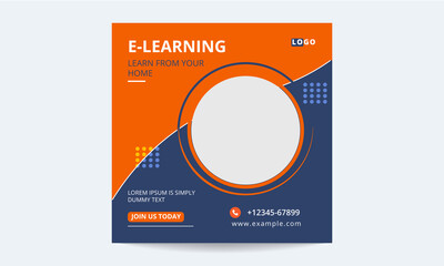 E-Learning Courses Social Media Post Layout Template