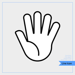 Five fingers gesture thin line icon, hand gestures concept, greeting sign on white background, palm icon in outline style for mobile concept and web design.