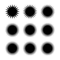 Fototapeta premium Set of starburst or sunburst shapes, sale sticker or price tag, abstract star background, vector badges