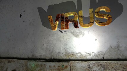 Grunge virus text falling concept