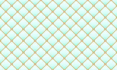 Luxury blue background in retro style with golden chains and pearl beads. Seamless vector illustration. Upholstery background.