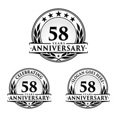 58 years anniversary collection logotype. Vector and illustration.