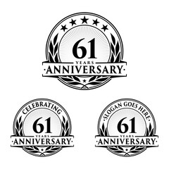 61 years anniversary collection logotype. Vector and illustration.