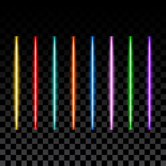 Neon lights set, led tubes, vector illustration.