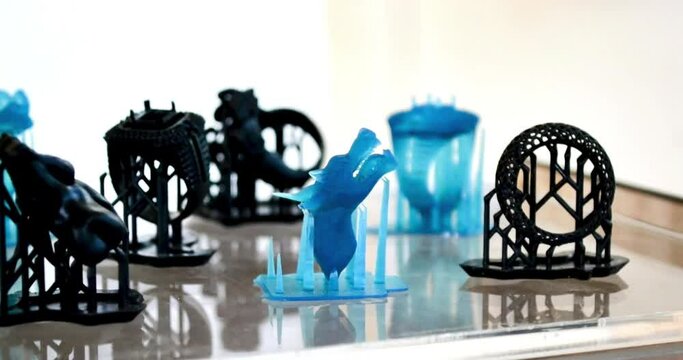 Objects photopolymer printed on a 3d printer.