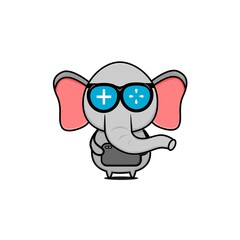 character design of elephant as a gamer,cute style for t shirt, sticker, logo element