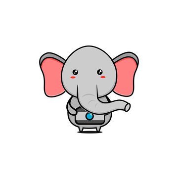 character design of elephant with a camera,cute style for t shirt, sticker, logo element