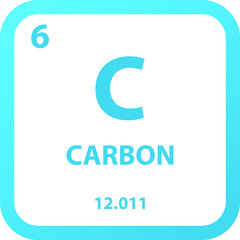 Carbon C Non reactive metal Chemical Element vector illustration diagram, with atomic number, mass and electron configuration. Simple outline flat   design for education, lab, science class.
