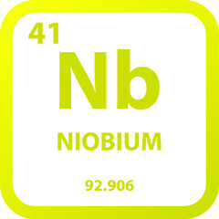 Niobium Nb Transition metal Chemical Element vector illustration diagram, with atomic number, mass and electron configuration. Simple outline flat   design for education, lab, science class.