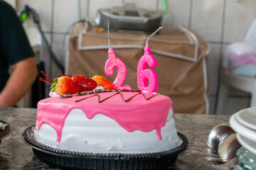 cake with pink roses
