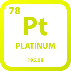 Platinum Pt Transition metal Chemical Element vector illustration diagram, with atomic number, mass and electron configuration. Simple outline flat   design for education, lab, science class.