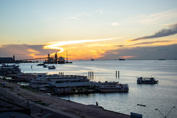 sunset over the harbor