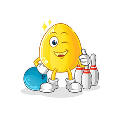 Golden egg play bowling illustration. character vector