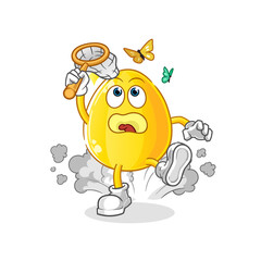 Golden egg catch butterfly illustration. character vector