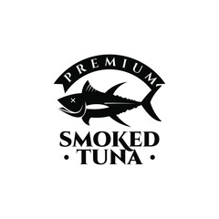 Smoked Tuna Fish Logo Premium Seafood Vintage Label Industry or Restaurant Graphic Design Template Inspiration