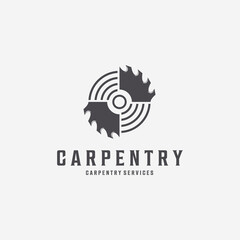 Minimalist Carpentry Chain Saw Line Art Vector Logo, Illustration Design of Wood Saws Vintage Concept Idea