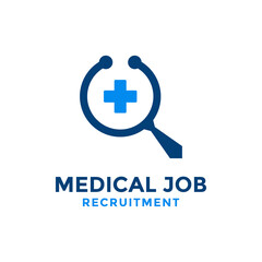 Fototapeta premium Medical job logo design template. Tie shape with medical symbol concept combination.