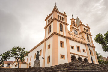 Fototapeta na wymiar Stairs and facade of the Cathedral Church of São Salvador, Terceira - Azores PORTUGAL