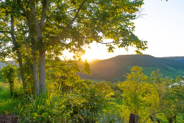 sunset in the mountains