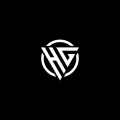 Triangle Circle logo design letter HG. Monogram Design Vector template