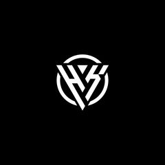 Triangle Circle logo design letter HK. Monogram Design Vector template