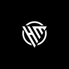 Triangle Circle logo design letter HM. Monogram Design Vector template