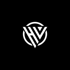 Triangle Circle logo design letter HV. Monogram Design Vector template