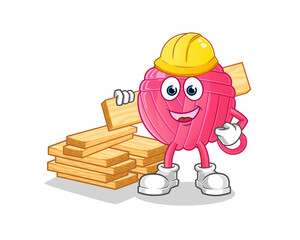 yarn ball builder vector. cartoon character