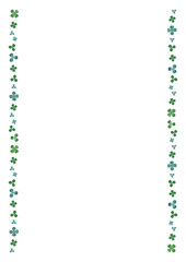 Obraz premium クローバー 水彩素材 左右装飾フレーム（縦長 A3・A4比率）