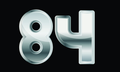 84 Silver Elegant Modern 3D Number