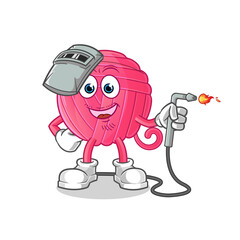 yarn ball welder mascot. cartoon vector