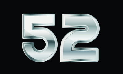 52 Silver Elegant Modern 3D Number