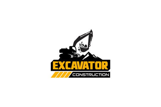 Excavator logo template vector. Heavy equipment logo vector for construction company. Creative excavator illustration for logo template.