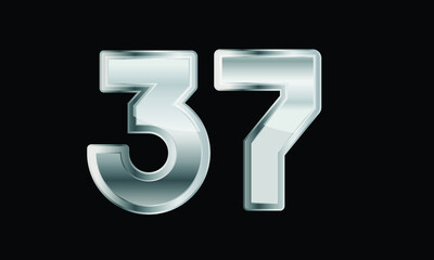 37 Silver Elegant Modern 3D Number