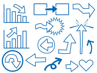 矢印の手描きイラスト素材セット