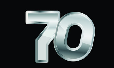 70 Silver Elegant Modern 3D Number