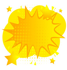 Yellow comic book style background, pop art superhero backdrop. Explosion cartoon illustration. Retro vector vintage style.