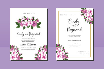 Fototapeta na wymiar Wedding invitation frame set, floral watercolor hand drawn Magnolia Flower design Invitation Card Template