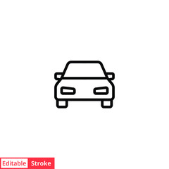 Car front line icon. Simple outline style sign symbol. Auto, view, sport, race, transport concept. Vector illustration isolated on white background. Editable stroke EPS 10.