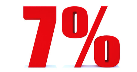 7 Percent off 3d Sign on White Background, Special Offer 7% Discount Tag, Sale Up to 7 Percent Off,big offer, Sale, Special Offer Label, Sticker, Tag, Banner, Advertising, offer Icon