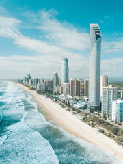 An aerial view of Surfers Paradise, Queensland, Australia