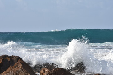 The sea demonstrating its power against the cliffs