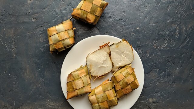 Ketupat, special dish served at Eid al Fitr celebration in Indonesia.