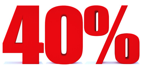 40 Percent off 3d Sign on White Background, Special Offer 40% Discount Tag, Sale Up to 40 Percent Off,big offer, Sale, Special Offer Label, Sticker, Tag, Banner, Advertising, offer Icon