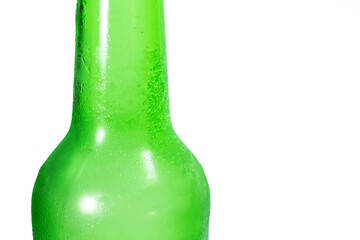 top of a green cloudy bottle with frost close-up