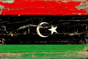 3D Flag of Libya on wood