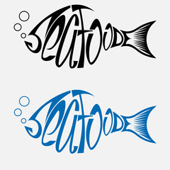 set of lettering fish logo from lettering fresh fish