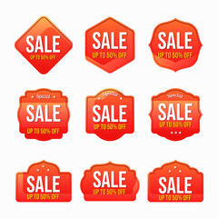 Sale banner badge. Special offer discount templates design.