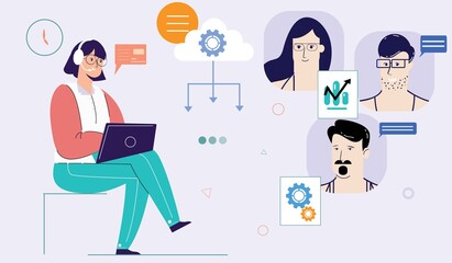 Businessman having a conference call with his remote team