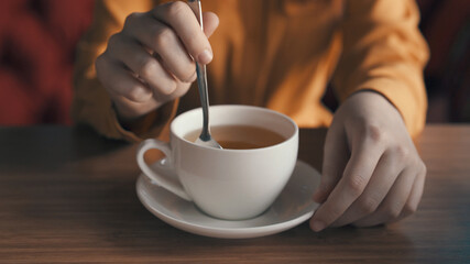 white cup with hot tea tradition breakfast relaxation